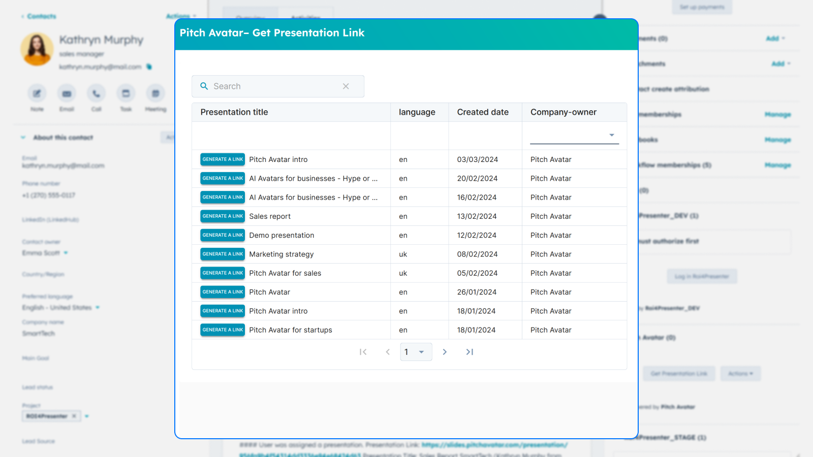 Assign presentation to contact in CRM